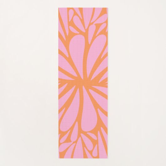 Abstract floreel barstpatroon pastel oranje & roze yogamat (Voorkant)