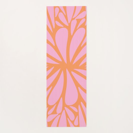 Abstract floreel barstpatroon pastel oranje & roze yogamat (Achterkant)