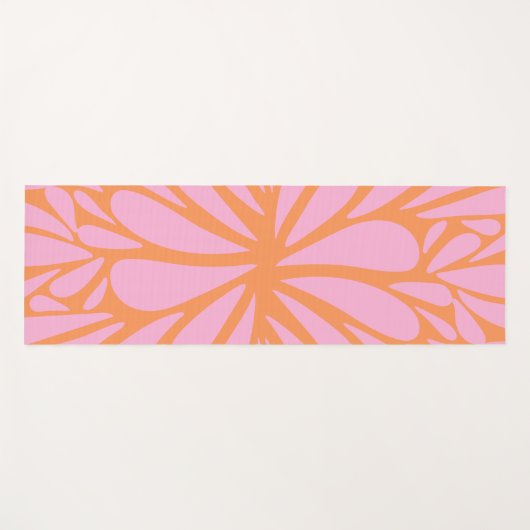 Abstract floreel barstpatroon pastel oranje & roze yogamat (Voorkant (horizontaal))