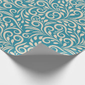 Abstract floreel donker cyaanpatroon cadeaupapier (Hoek)