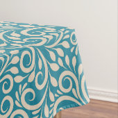 Abstract floreel donker cyaanpatroon tafelkleed (Voorbeeld)