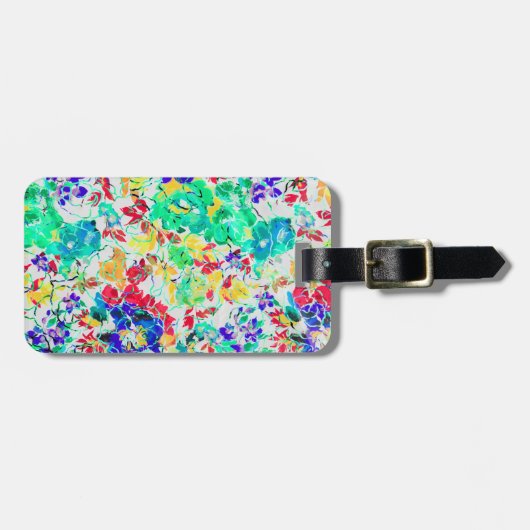 Abstract floreel floranje puzzel bagagelabel (Voorkant horizontaal)