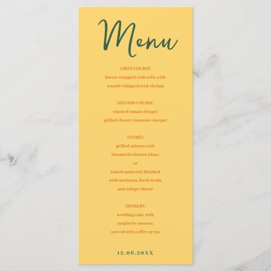 Abstract floreel geel en roze mengsel en overeenko menu (Voorkant)