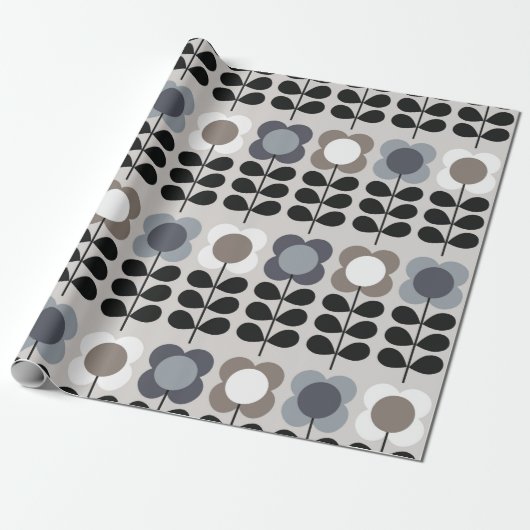 Abstract floreel naadloos patroon. Noordse stijl.  Cadeaupapier (Uitgerold)