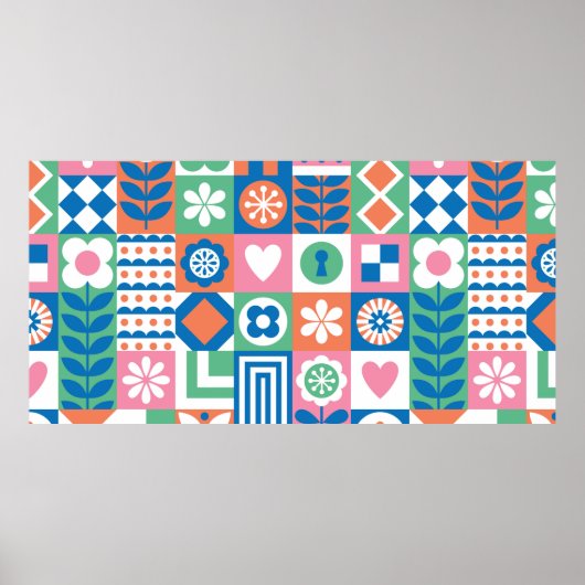 Abstract floreel naadloos patroon. Scandinavisch e Poster (Voorkant)