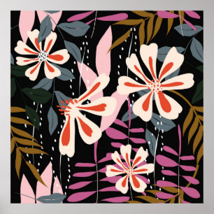 Abstract floreel oppervlak patroon naadloos poster