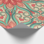 abstract floreel patroon met harten op een lichte  cadeaupapier (Hoek)