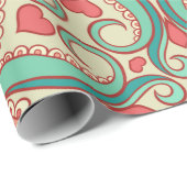 abstract floreel patroon met harten op een lichte  cadeaupapier (Rol Hoek)