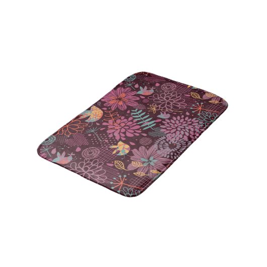 Abstract floreel patroon met vogels badmat (Gekanteld)