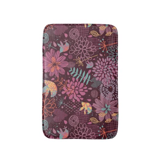 Abstract floreel patroon met vogels badmat (Voorkant Verticaal)