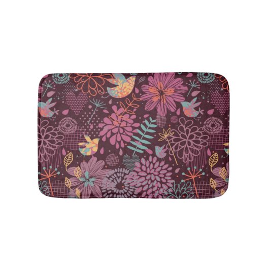 Abstract floreel patroon met vogels badmat (Voorkant)
