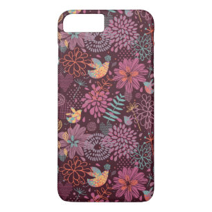 Abstract floreel patroon met vogels iPhone 8/7 plus hoesje