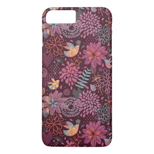 Abstract floreel patroon met vogels Case-Mate iPhone case (Achterkant)