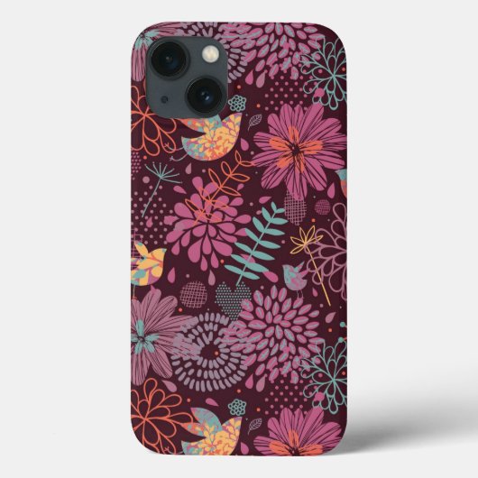 Abstract floreel patroon met vogels Case-Mate iPhone case (Achterkant)