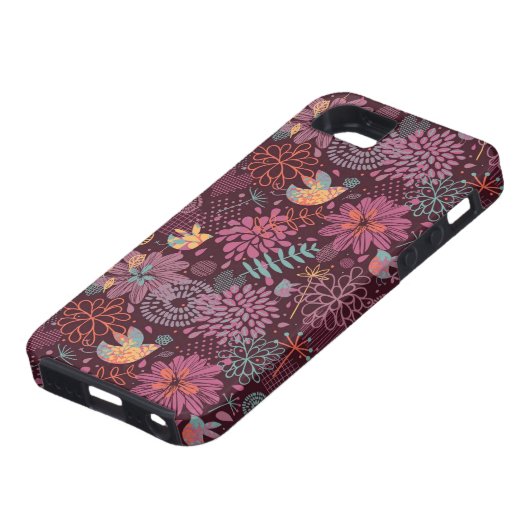 Abstract floreel patroon met vogels Case-Mate iPhone case (Onderkant)
