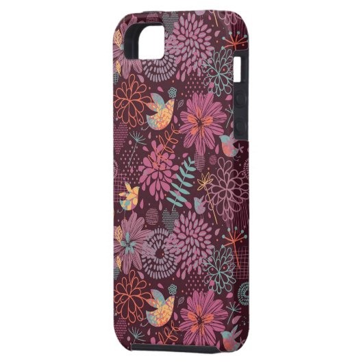 Abstract floreel patroon met vogels Case-Mate iPhone case (Achterkant Links)
