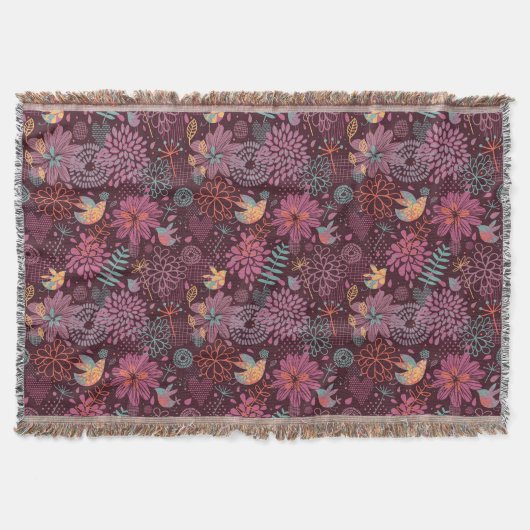 Abstract floreel patroon met vogels deken (Voorkant)
