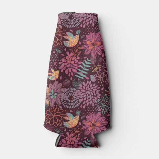 Abstract floreel patroon met vogels flesjeskoeler (Voorkant)