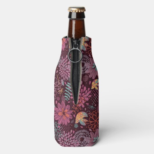 Abstract floreel patroon met vogels flesjeskoeler (Fles Achterkant)