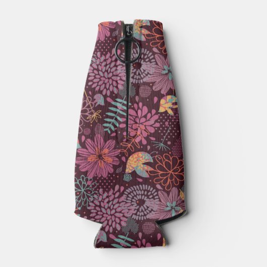 Abstract floreel patroon met vogels flesjeskoeler (Achterkant)