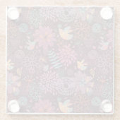 Abstract floreel patroon met vogels glazen onderzetter (Achterkant)