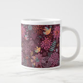 Abstract floreel patroon met vogels grote koffiekop (Rechts)