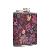 Abstract floreel patroon met vogels heupfles (Rechts)