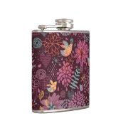 Abstract floreel patroon met vogels heupfles (Rechts)