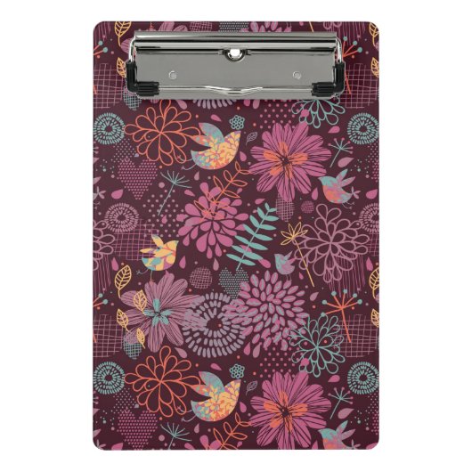 Abstract floreel patroon met vogels mini klembord (Voorkant)