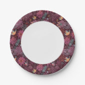 Abstract floreel patroon met vogels papieren bordje (Voorkant)