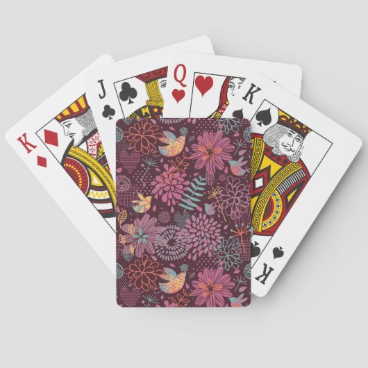 Abstract floreel patroon met vogels pokerkaarten (Achterkant)