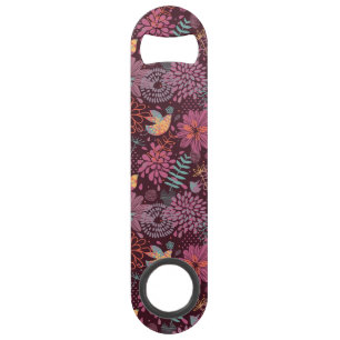 Abstract floreel patroon met vogels speed flessenopener