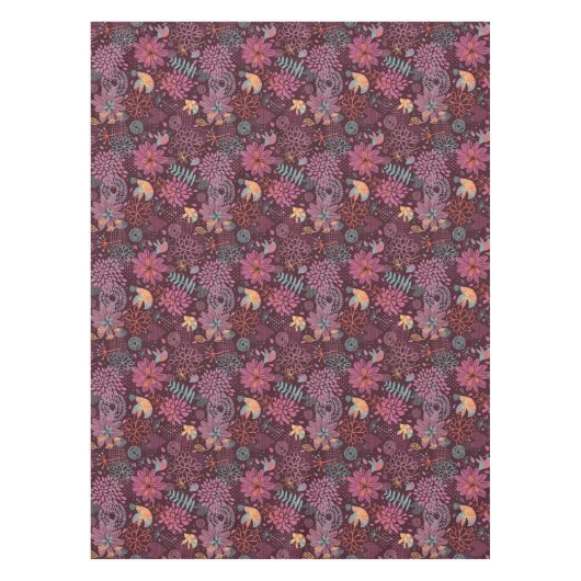 Abstract floreel patroon met vogels tafelkleed (Voorkant)