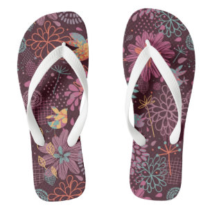 Abstract floreel patroon met vogels teenslippers