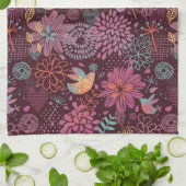 Abstract floreel patroon met vogels theedoek (Gevouwen)