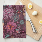 Abstract floreel patroon met vogels theedoek (Quarter Fold)