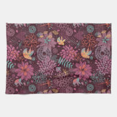 Abstract floreel patroon met vogels theedoek (Horizontaal)