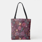 Abstract floreel patroon met vogels tote bag (Achterkant)