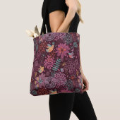 Abstract floreel patroon met vogels tote bag (Dichtbij)
