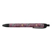 Abstract floreel patroon met vogels zwarte inkt pen (Bodem)