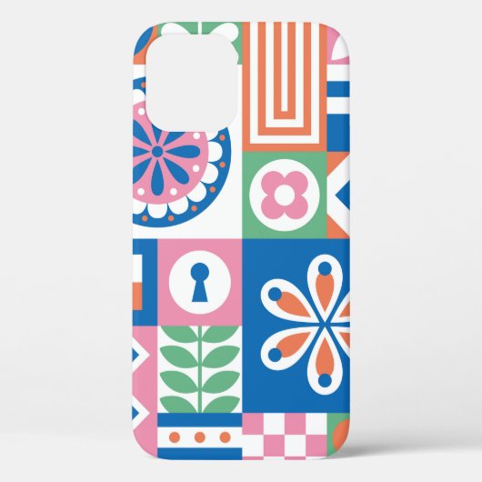 Abstract floreel patroon. Scandinavisch en Case-Mate iPhone Case (Achterkant)