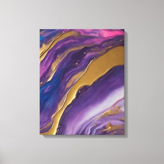 Abstract-Flow Art-Blue Roze Paarse en Gold- Canvas Afdruk (Voorkant)