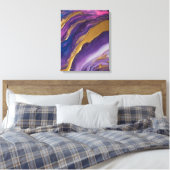 Abstract-Flow Art-Blue Roze Paarse en Gold- Canvas Afdruk (Insitu (Slaapkamer))
