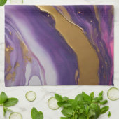 Abstract-Flow Art-Blue Roze Paarse en Gold- Theedoek (Gevouwen)