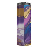 Abstract-Flow Art-Blue Roze Paarse en Gold- Thermosbeker (Achterkant)