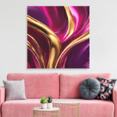 Abstract-Flow Art-Fuchsia Paarse en Gold- Canvas Afdruk (Insitu (Woonkamer))