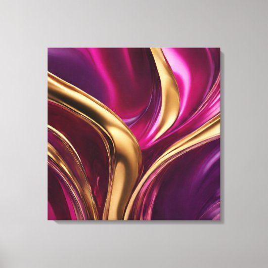 Abstract-Flow Art-Fuchsia Paarse en Gold- Canvas Afdruk (Voorkant)