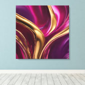 Abstract-Flow Art-Fuchsia Paarse en Gold- Canvas Afdruk (Insitu (Houten vloer))