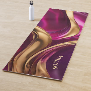 Abstract-Flow Art-Fuchsia Paarse en Gold- Yogamat