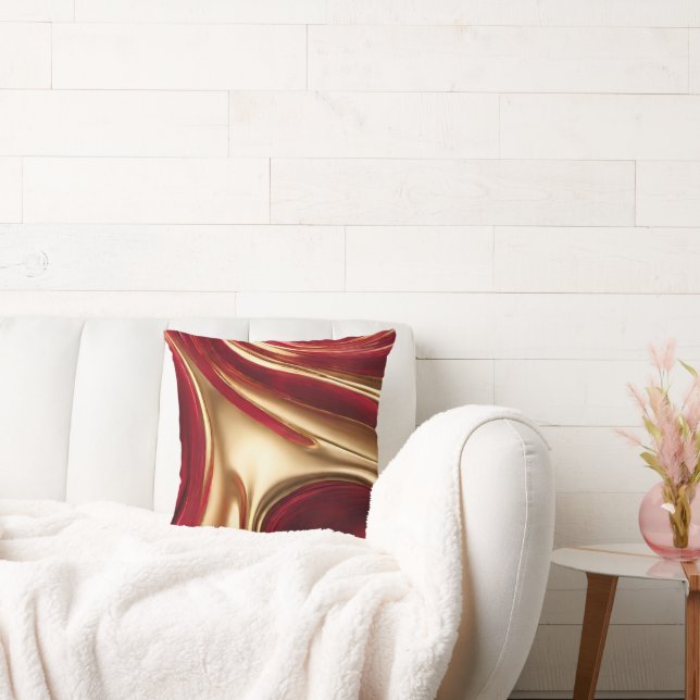 Abstract-Flow Art-Red en Gold-Christmas Home- Kussen (Bank)